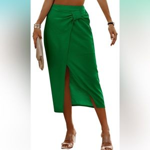 Beautiful green front split skirt
